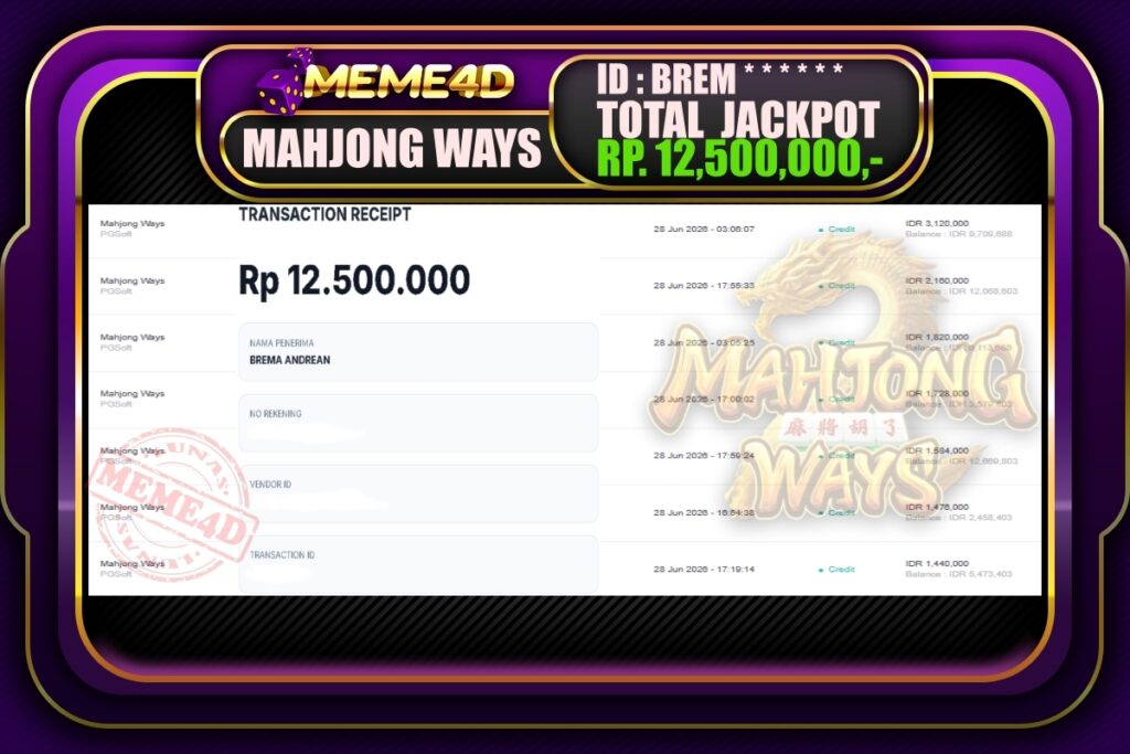 Bukti Jp MEME4D Slot Online 2 Juli 2026