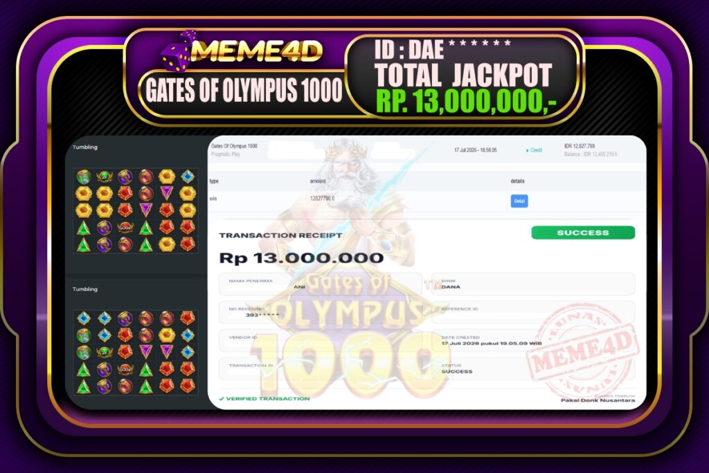Bukti Jp MEME4D Slot Online 18 Juli 2026