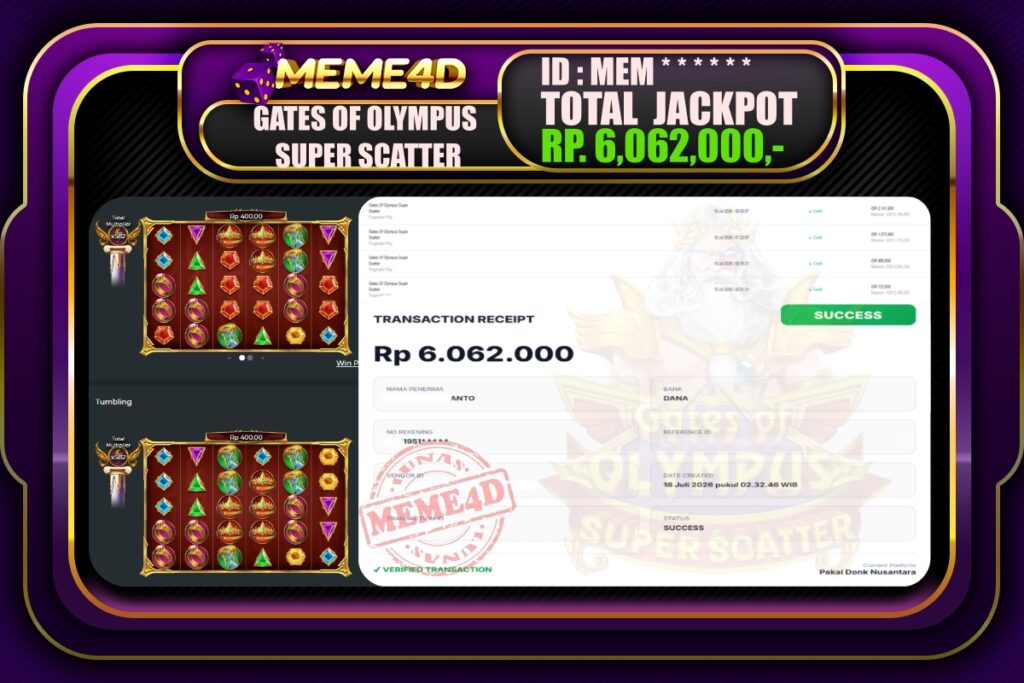 Bukti Jp MEME4D Slot Online 18 Juli 2026