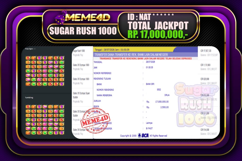 Bukti Jp MEME4D Slot Online 28 Juli 2026