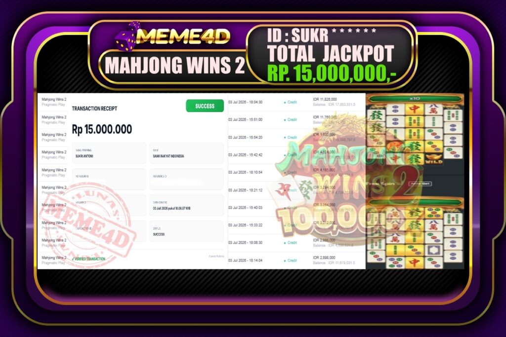 Bukti Jp MEME4D Slot Online 5 Juli 2026