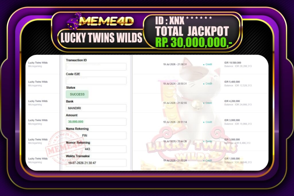 Bukti Jp MEME4D Slot Online 20 Juli 2026