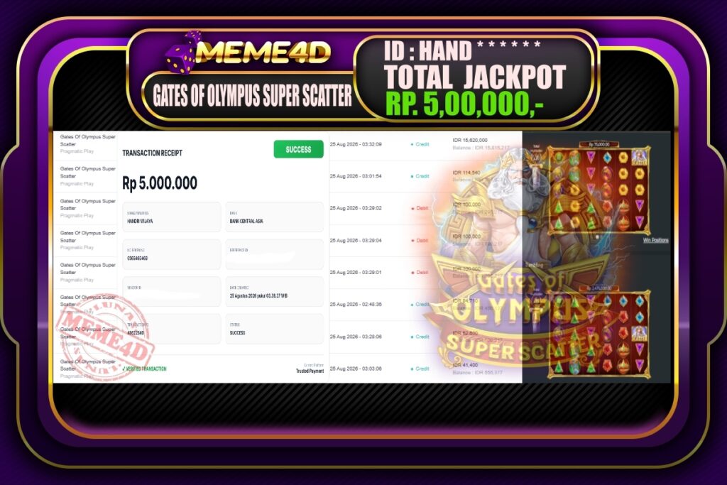 Bukti Jp MEME4D Slot Online 24 Agustus 2026