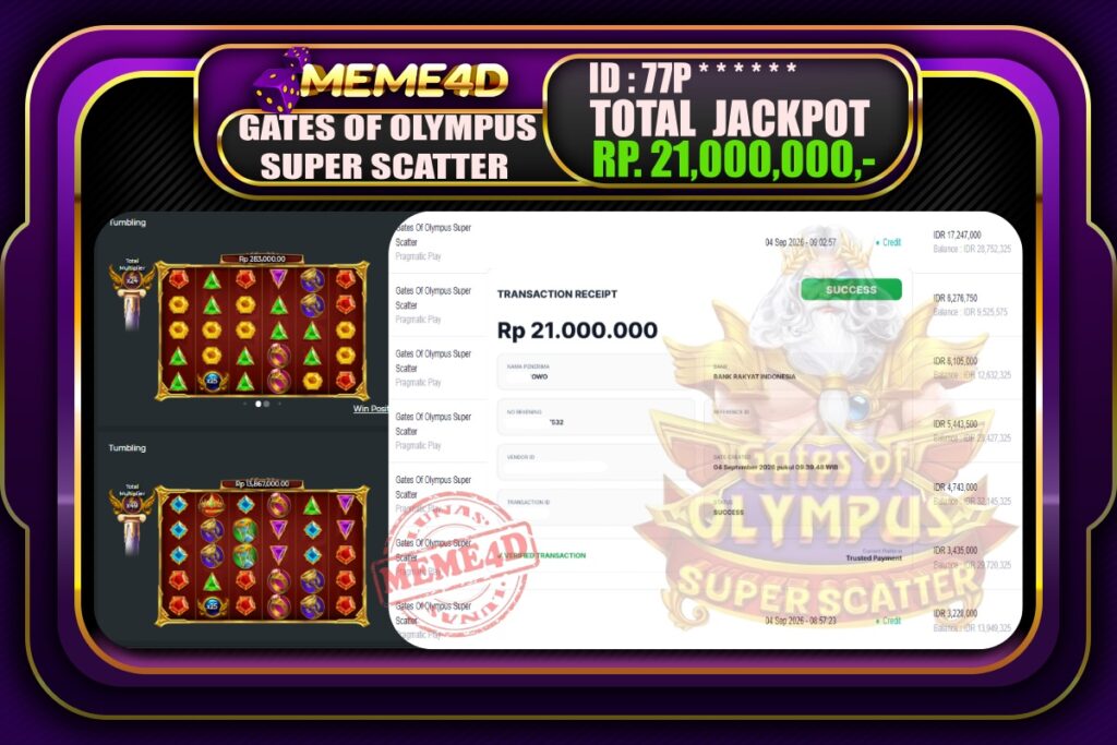 Bukti Jp MEME4D Slot Online 05 September 2026