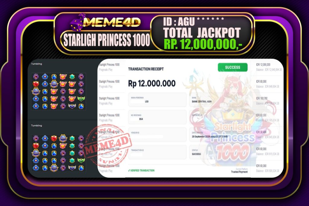 Bukti Jp MEME4D Slot Online 22 September 2026