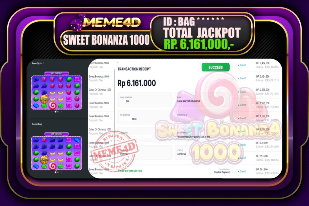 Bukti Jp MEME4D Slot Online 11 September 2026