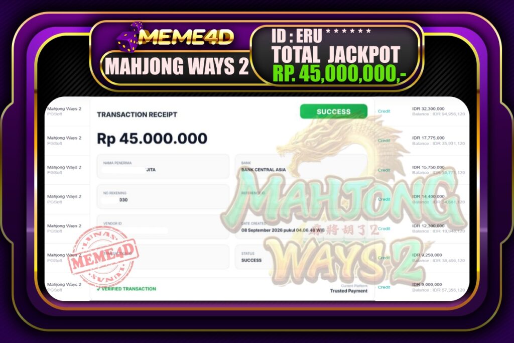 Bukti Jp MEME4D Slot Online 08 September 2026