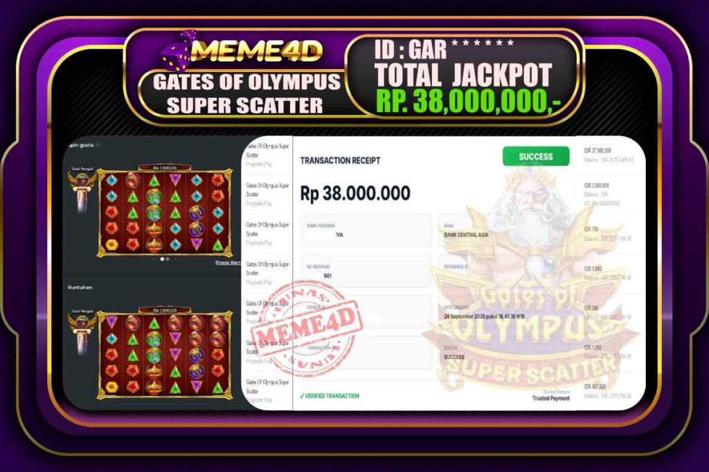 Bukti Jp MEME4D Slot Online 27 September 2026