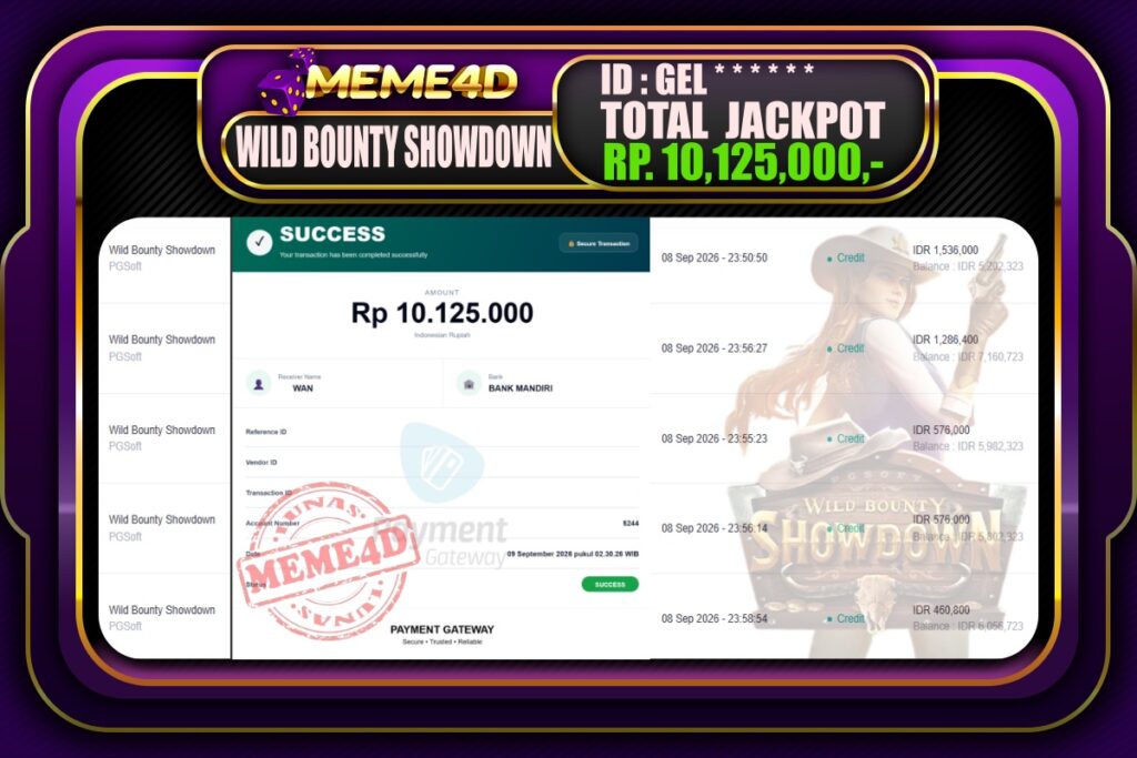 Bukti Jp MEME4D Slot Online 09 September 2026