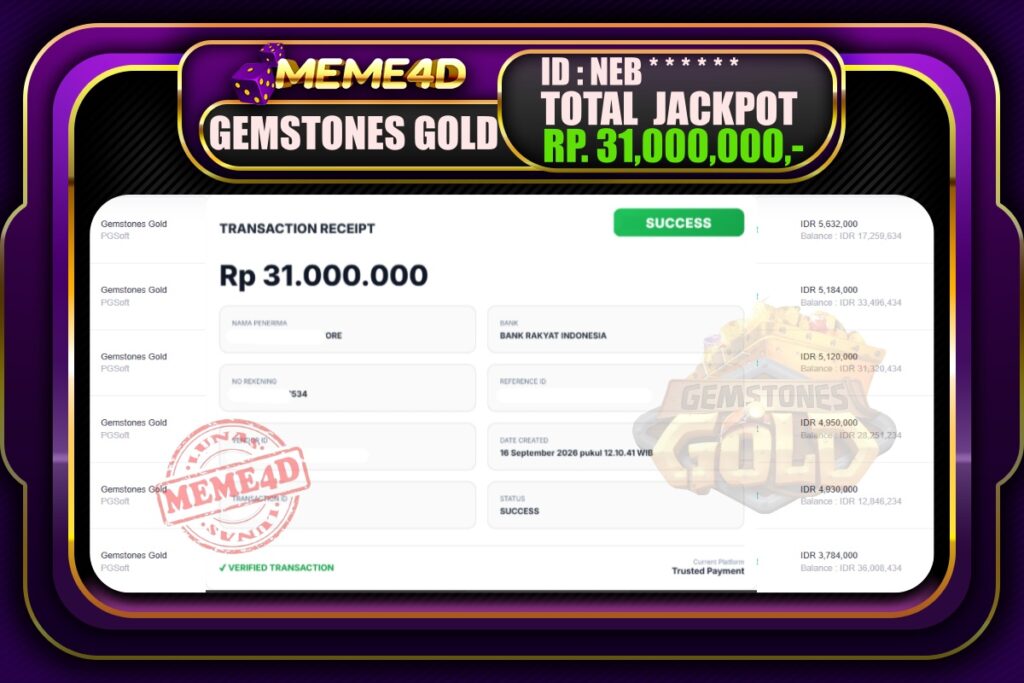 Bukti Jp MEME4D Slot Online 17 September 2026