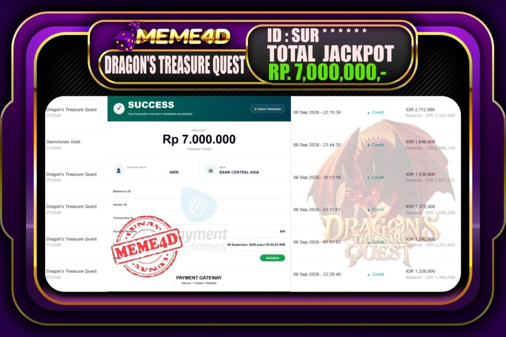 Bukti Jp MEME4D Slot Online 09 September 2026