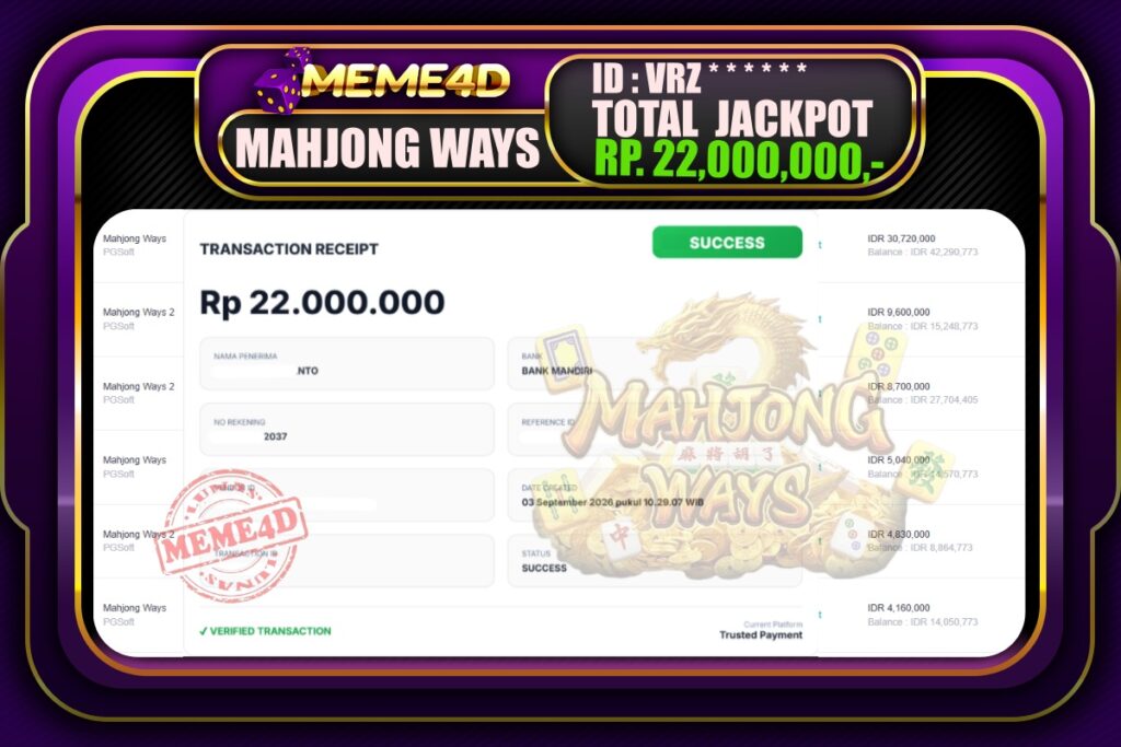 Bukti Jp MEME4D Slot Online 04 September 2026