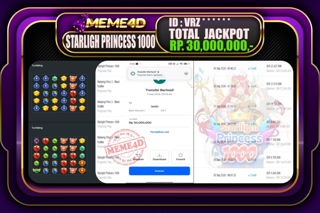 Bukti Jp MEME4D Slot Online 06 September 2026