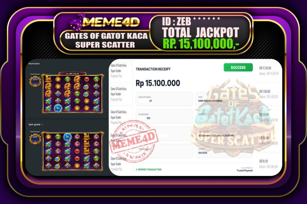 Bukti Jp MEME4D Slot Online 29 September 2026