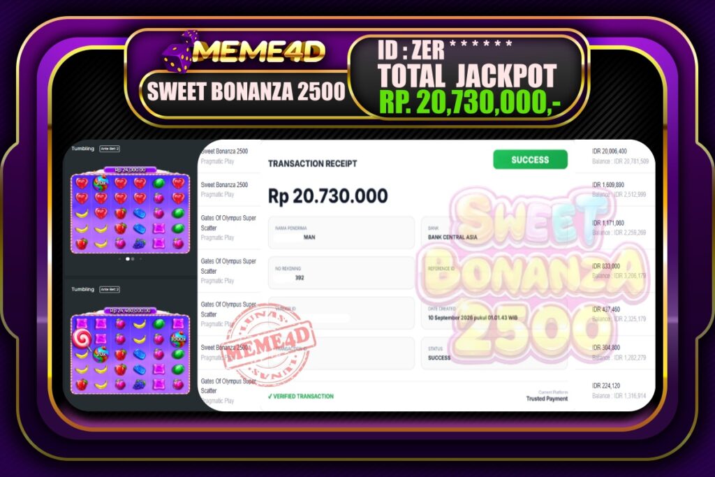 Bukti Jp MEME4D Slot Online 10 September 2026