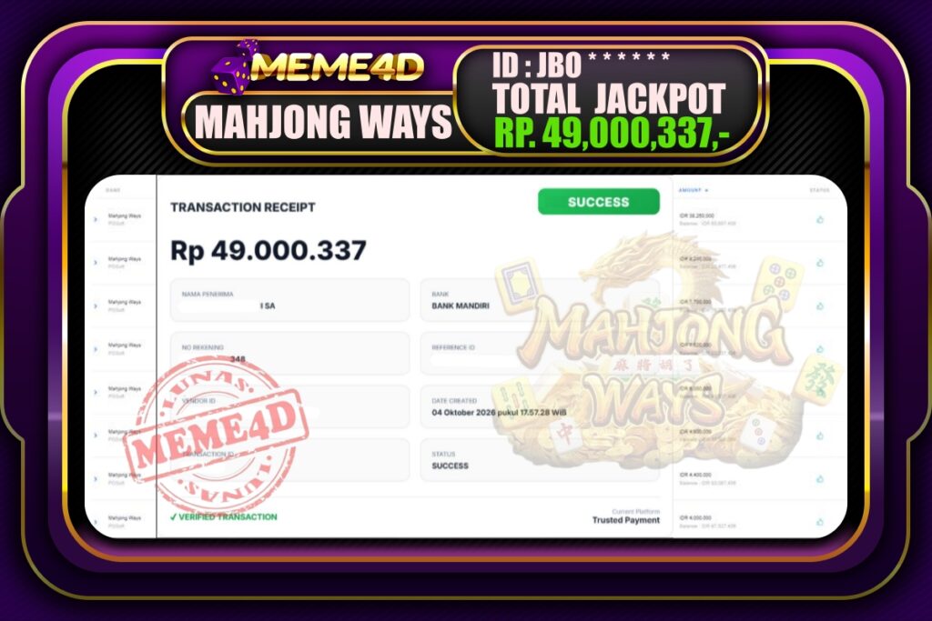 Bukti Jp MEME4D Slot Online 05 Oktober 2026