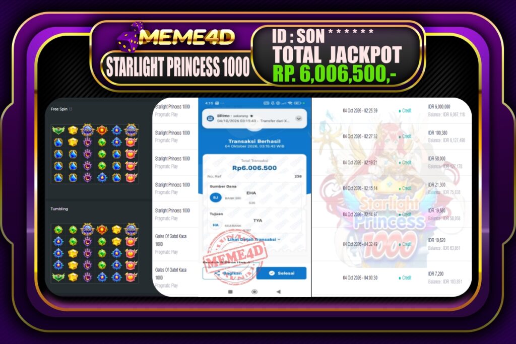 Bukti Jp MEME4D Slot Online 04 Oktober 2026